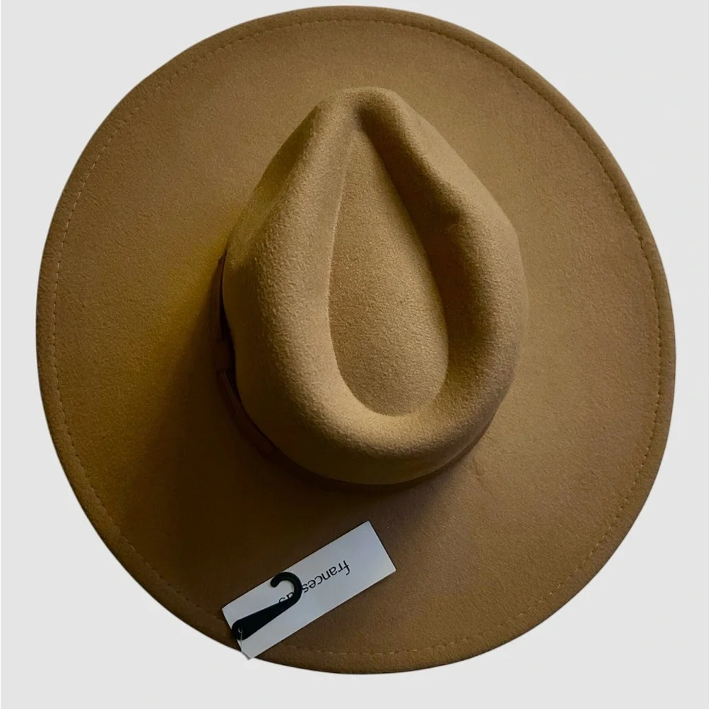 NEW Tan Wide Brim Racher Style Fedora Hat
